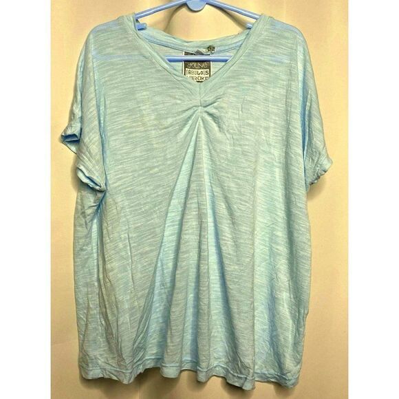 Young Fabulous & Broke  Sz 12 Sky Blue Gathered V-Neck Cap Sleeve Top NEW - Picture 1 of 2